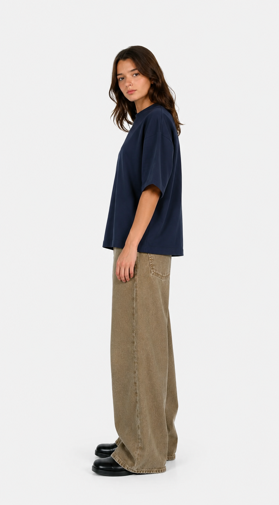 OVERSIZE JERSEY TEE- MIDNIGHT NAVY BLUE