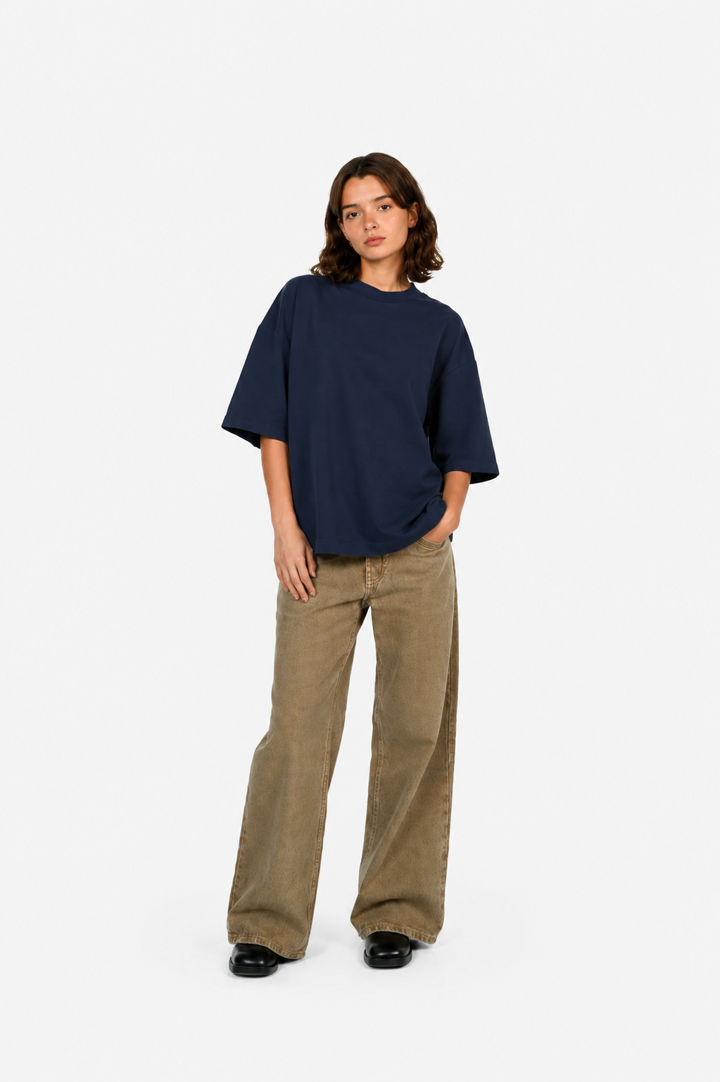OVERSIZE JERSEY TEE- MIDNIGHT NAVY BLUE