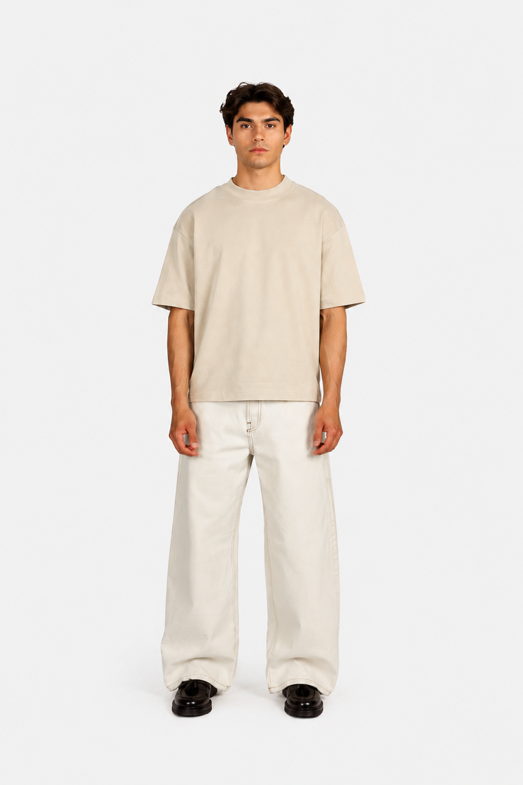 OVERSIZE JERSEY TEE- SAND